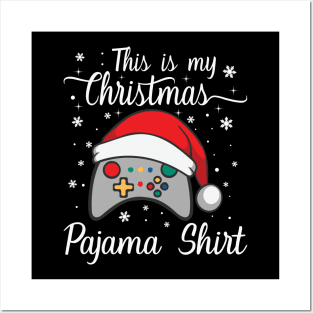 This Is My Christmas Pajama Santa Hat Gamer Video Games Posters and Art